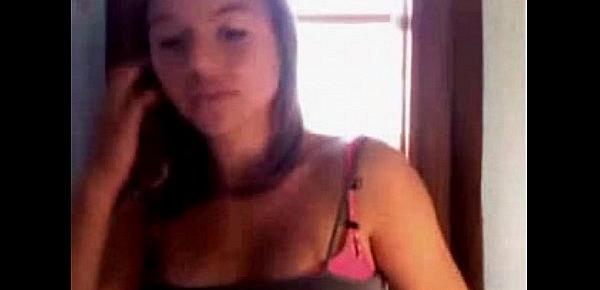  Super hot petite brunette teen nice tits plays with pussy